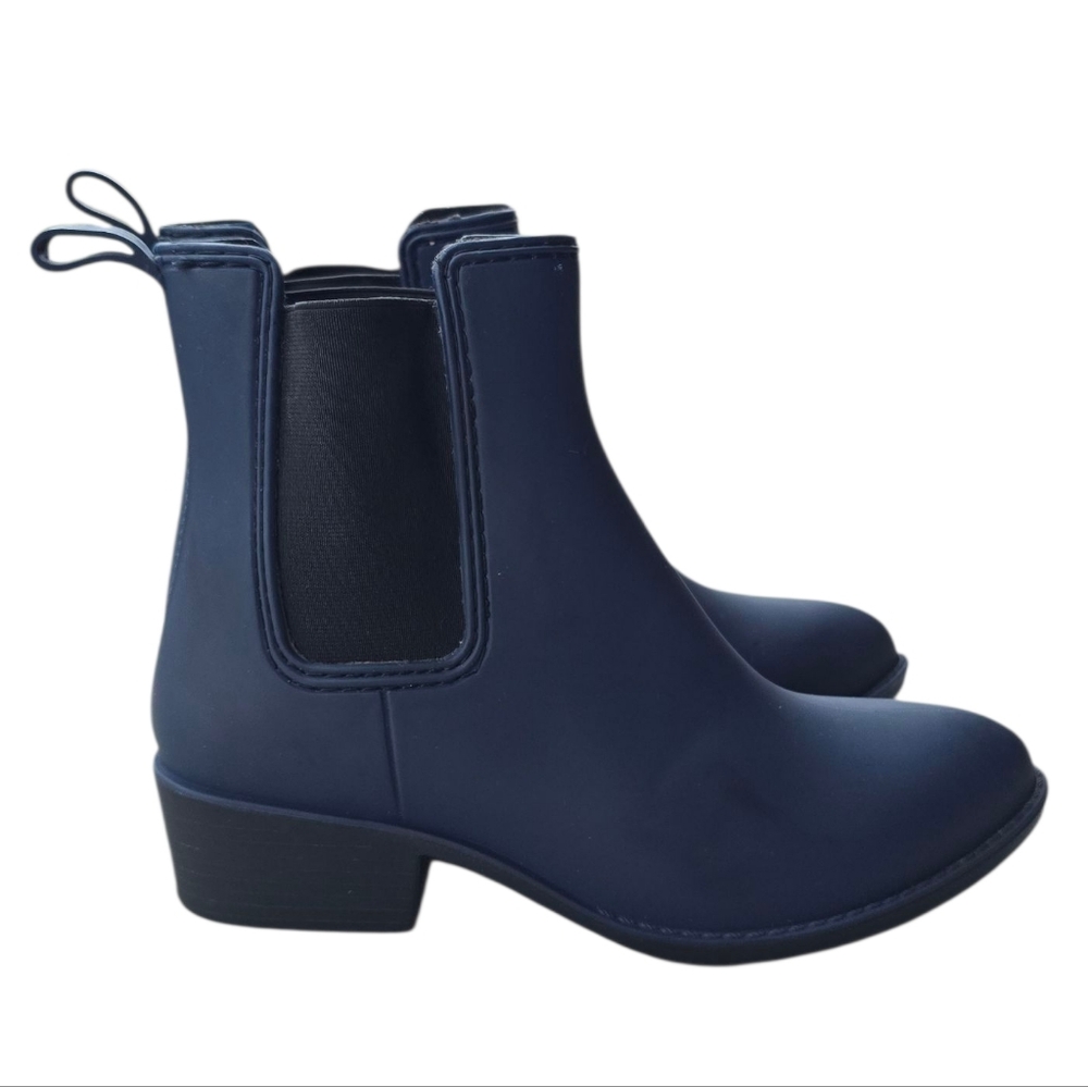 Jeffrey Campbell Stormy Matte Blue Rubber Short Rain Boot Size 8 - Picture 2 of 8